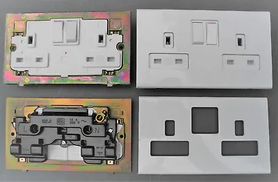 Vintage MK Double 13A SP Switched Twin Sockets Screwless Clip On Faceplate Used • £14.95