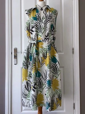 £16.95 • Buy Gorgeous LAURA ASHLEY Vintage-Style LINEN Floral Collar Shift DRESS 18 Worn Once