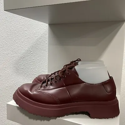 Camper Walden Leather Lace Up Shoes- Burgundy Size 39 (US 8.5) (1) • £48.65
