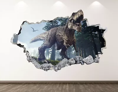 Dinosaur Wall Decal Art Decor 3D Smashed Wild T-Rex Kids Room Sticker BL176 • $19.95