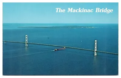 Vintage The Mackinac Bridge Michigan Postcard Aerial View Unused Chrome • $3.65