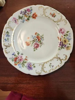 Czechoslovakia VICTORIA China Dinner Plate Gold & Multicolored Floral • $32.99