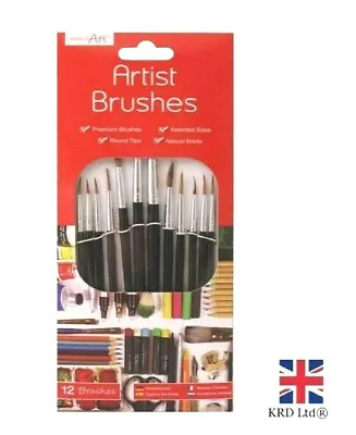 12Pc ARTIST PAINT BRUSHES SET Professional Brush Set OIL ACRYLIC WATERCOLOUR UK • £3.70