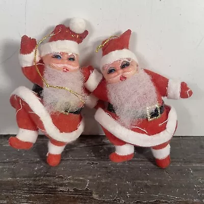 VTG Felt Plastic Face Santa Claus Figurine Christmas Ornament Dancing  Lot Of 2 • $9.99