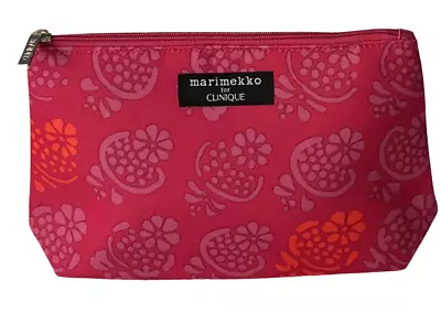 Clinique Marimekko Pink W/Purple & Orange Flowers Cosmetic Makeup Travel Bag C38 • $5.95