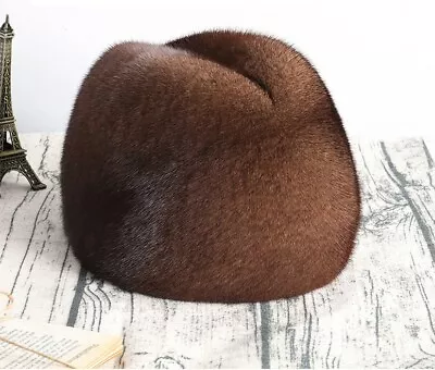 Winter Warm Men 100% Real Genuine Mink Fur Hat Cap French Style Danish Hat • $71.56