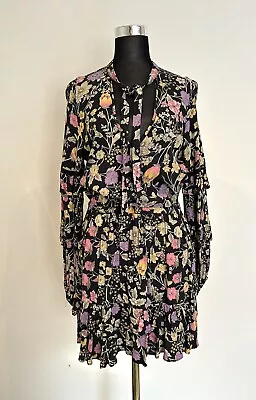Spell Mini Dress Sayulita Black Long Sleeves Floral Size Medium Pre-owned • $75