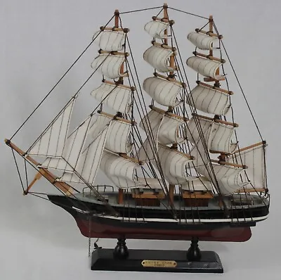 Vintage Cutty Sark 1869 Three Hands Corp 13  Tall Ship Wooden Built Display • $44.99