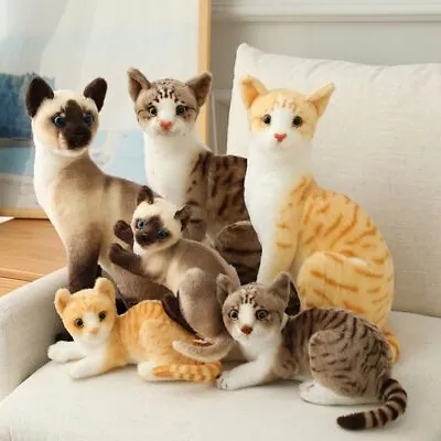 Cat Plush Toys American Siamese Ragdoll Stuffed Doll Animal Toy For Gift 20-45CM • $40.06