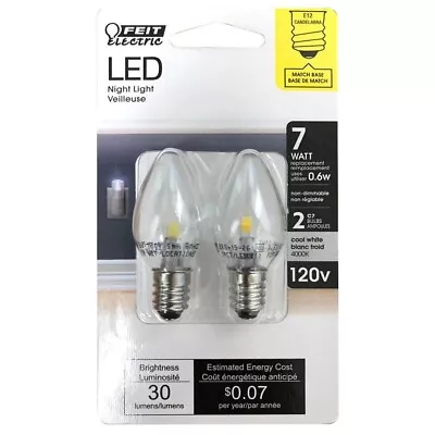 Feit Electric BPC7/LED 4000K 1W 120V E12 C7 White Incandescent Night Light Bulb • $3.39