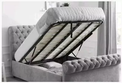 £365 • Buy Bespoke Chesterfield Ottoman Gas Lift Storage Sleigh Bed Plush Velvet