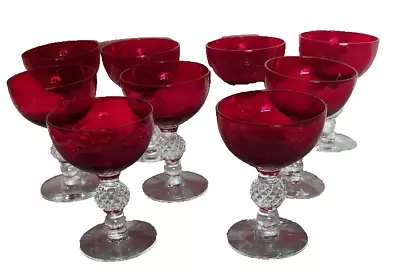 Morgantown Red Golfball Set Of 9 Sherbert/Champagne 5 Inch Glasses • $52