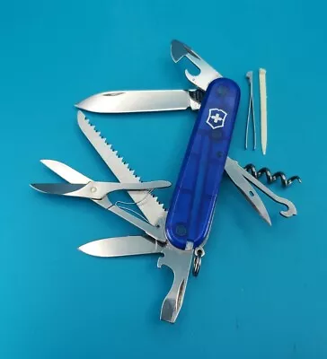 Victorinox Huntsman Swiss Army Knife Multi Tool! BLUE TRANSLUCENT! • $25.47