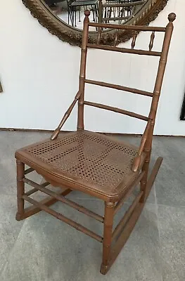 Antique Aesthetic Movement Victorian Cane Sewing Rocking Chair R.J. Horner Style • $355.99