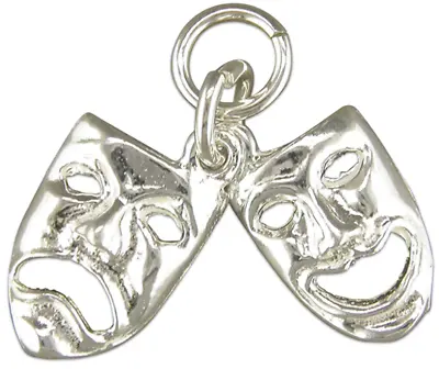 £12.40 • Buy Silver Pendant Charm Comedy Tragedy Theatre Mask   925 Sterling Silver