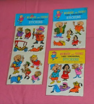 Vintage MR. MAGOO AND FRIENDS PUFFY STICKERS Lot X3 Packs New/sealed • $25