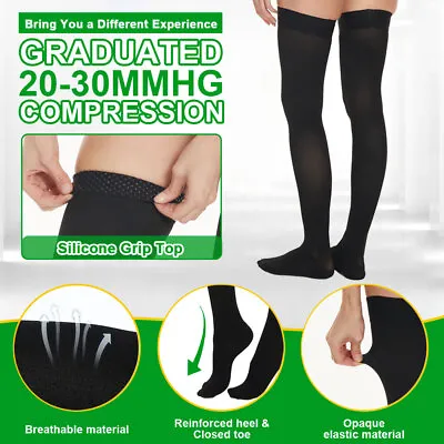 Medias Calcetines De Compresion De Muslo Para Hombres Y Mujeres Best 20-30 Mmhg • $15.28