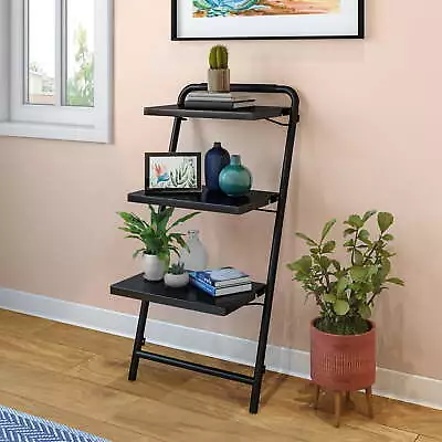 3-Tier Leaning Bookshelf Black Finish • $25.48