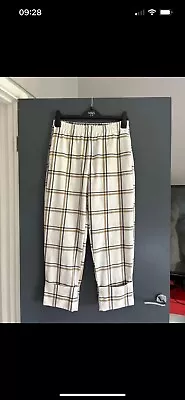 White Chequered Tapered Trousers Zara M • £10