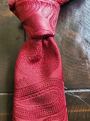 Donald J. Trump Tie Signature Collection  100% Silk Hand Made Red Paisley • $10.50