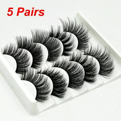 UK 10 Pair 3D Mink False Eyelashes Long Thick Soft Fake Wispy Cross Eye Lashes • £3.89