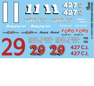 Ford Vintage Racers 1:24 1:25 Gofer Decals Car Model 11073 Stock Cars • $8.99