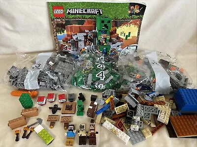 LEGO Minecraft Creeper Mine #21155 - 75% Complete W/Minifigs (Some Sealed Bags) • $49.99
