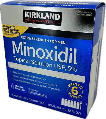Kirkland Minoxidil 5% Extra Strength Men Hair Regrowth Solution 6 Month • $39.90