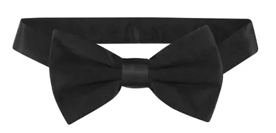 100% SILK BOWTIE SOLID BLACK Color Mens Bow Tie For Tuxedo Or Suit • $16.95