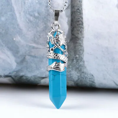 $7.99 • Buy Natural Clear Amethyst Quartz Crystal Pendant Chakra Healing Gemstone Necklace