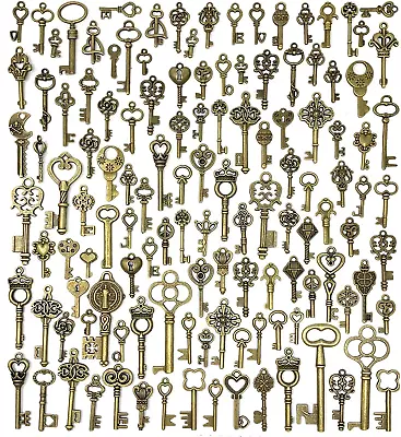 Lot Of 125 Vintage Style Antique Skeleton Furniture Cabinet Old Lock Keys Don • $11.85