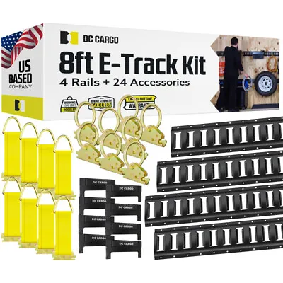 DC Cargo E Track Rails Tie-Down Kit 8' Etrack Rail E-track Rings Anchors Caps • $169.99