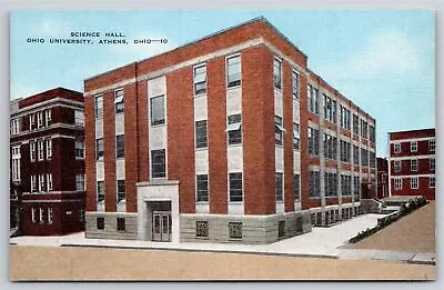 Athens Ohio~Front Of Science Hall Ohio University~Vintage Linen Postcard • $3.49