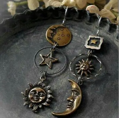 $2.64 • Buy Vintage Boho 925 Silver Moon Sun Star Earrings Women Party Jewelry A Pair/set