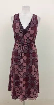 Mexx Women's Dress Size M Pink Red Geometric V-Neck Sleeveless Lined Used F1 • £6.99