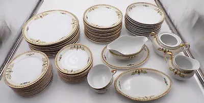 59pc Meito China Hand Painted Japan Toledo Dinner Salad Plates Bowls Cups Gravy+ • $83.99