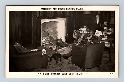 Postcard WW2 Era American Red Cross Service Club Quiet Evening Like Home RPPC Z7 • $13.99