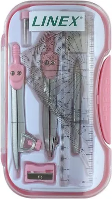 £7.35 • Buy Linex Pink Geometry Set, Maths GCSE, Secondary School Set, 10 Pieces, Compasses,