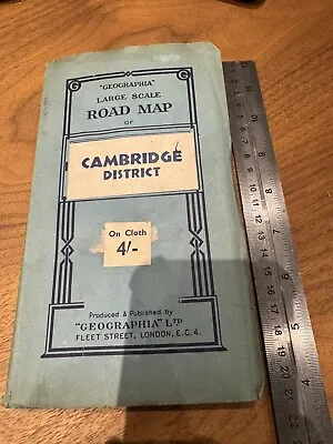 Antique Geographia Large Scale Road Map Cambridge District England UK British • £5.99