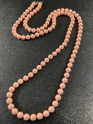 Vintage Necklace 24” Orange Peach Enameled Metal Beads • $4.99