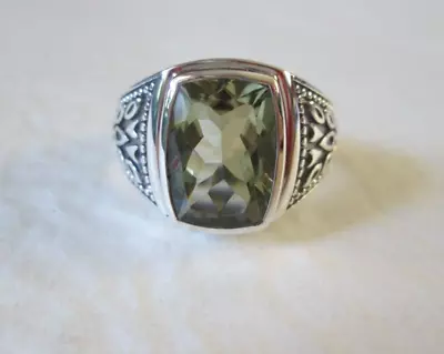 Mens Prasiolite Artisan Crafted Sterling Silver Ring (Size 10) 6.50 Ctw • $54.60