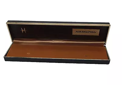 Vintage Hamilton MCM Hard Spring Close Long Watch Jewelry Box Black Wood Grain • $24.95