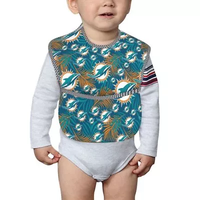 Miami Dolphins Waterproof Baby Bib Portable Travel Bib With Pockets，6-24M • $6.33