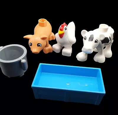 Lego DUPLO - Farm Animals Sheep Cow And Chicken Feed Trough And Water Bowl 5pc • $25