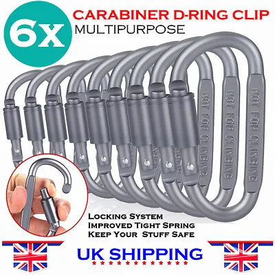 £4.59 • Buy 6pcs Aluminum Carabiner Clip Hook D-Ring Screw Lock Outdoor Rock Buckle 82mm UK