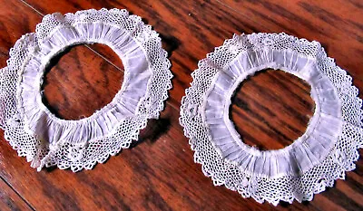 Pair Vintage Dress Cuffs Ruffled Handmade Irish Lace • $9.95