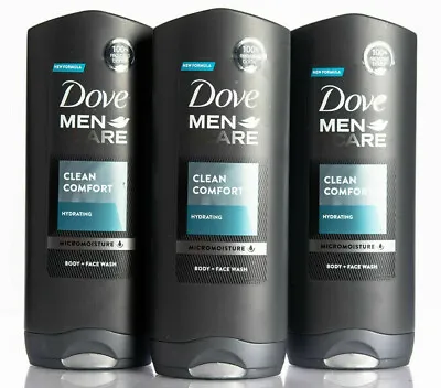 3x Dove Men+ Care Clean Comfort 400 Ml Shower Gel For Men Body Wash Shampoo • £11.89