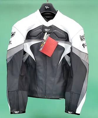 MotoGP Leather Corkscrew Motorcycle Jacket Black White Gray XXL NEW Coat • $79.99