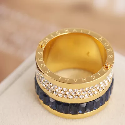 Michael Kors -Embedded Personalized Gold & Blue Rings Size 7 Jewelry Gift • $30.78