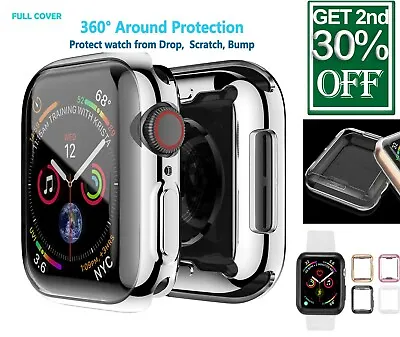 $4.99 • Buy Apple Watch Case SE 7 6 5 4 3 2 Screen Protector TPU 38 40 41 42 45mm FULL Cover
